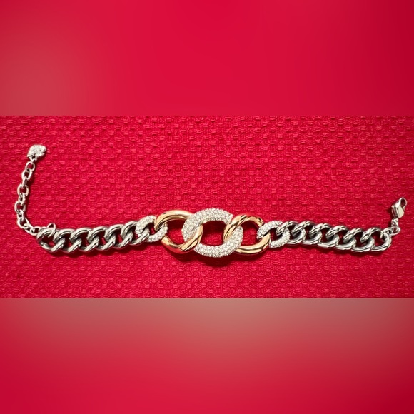 Swarovski Bound Stainless Steel and Chunky Chain Bracelet - Picture 2 of 4